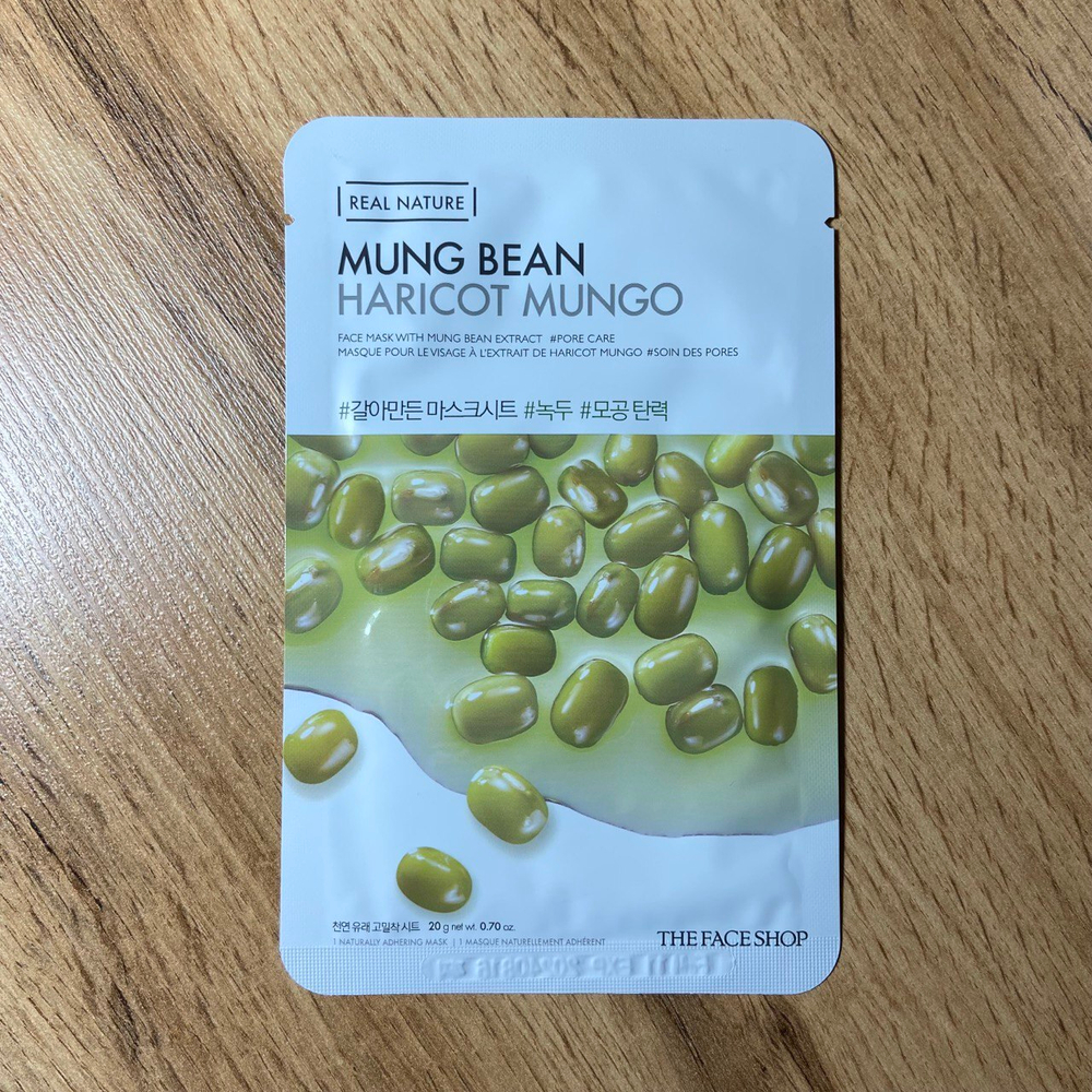 Маска для лица The Face Shop Real Nature Mung Bean тканевая с экстрактом бобов мунг 20 г