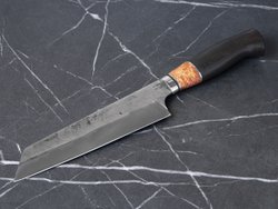 Кухонный нож "Накири" со следами ковки, сталь Х12МФ, рукоять граб/берёза