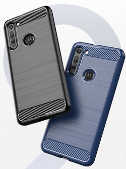 Мягкий защитный чехол в стиле карбон на Motorola G8, серия Carbon от Caseport