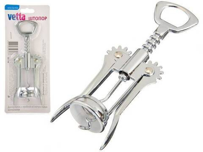 Штопор металлический на блистере 15*5см VETTA