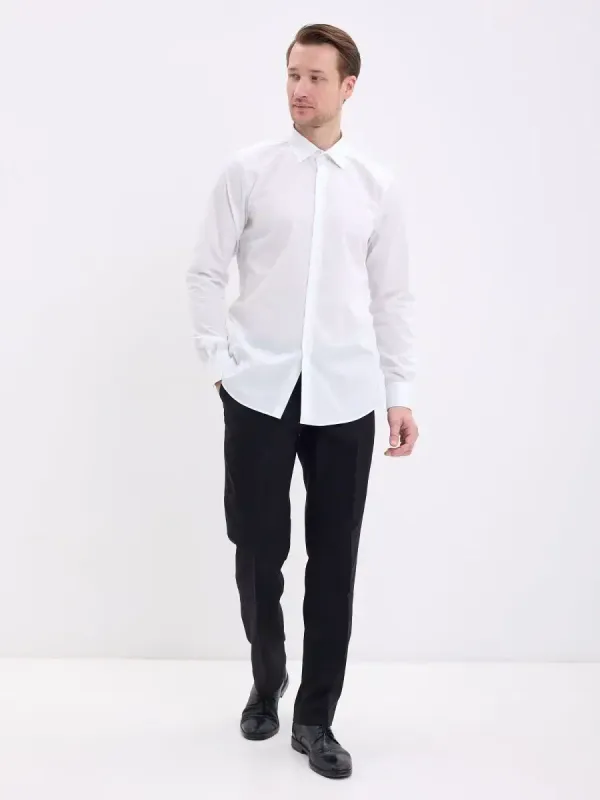 Рубашка на высокий рост LONG SLIM FIT с длинным рукавом, белая