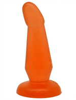Гелевая изогнутая анальная пробка (оранжевый) 35х130 мм (Цвет: оранжевый)