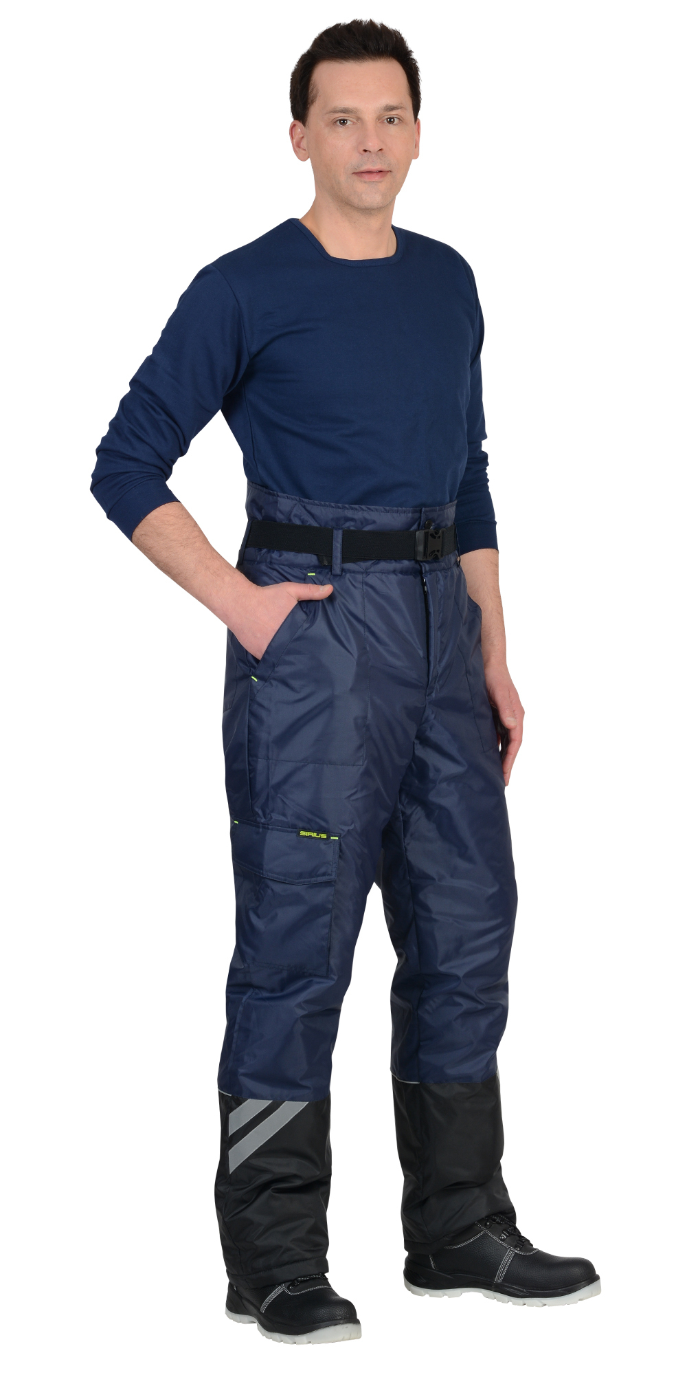 Костюм ФОТОН зимний: куртка дл., брюки тёмно-синий с черным и СОП-25 мм. тк. Оксфорд