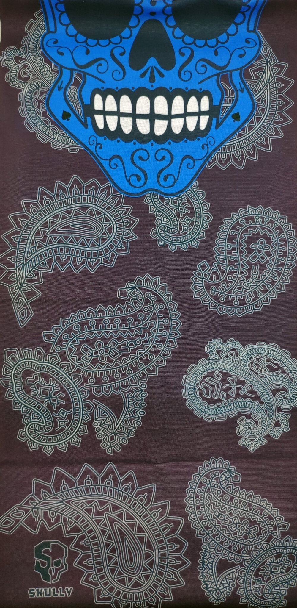 Бандана-труба с черепом Skully Sugar skull blue grey paisley