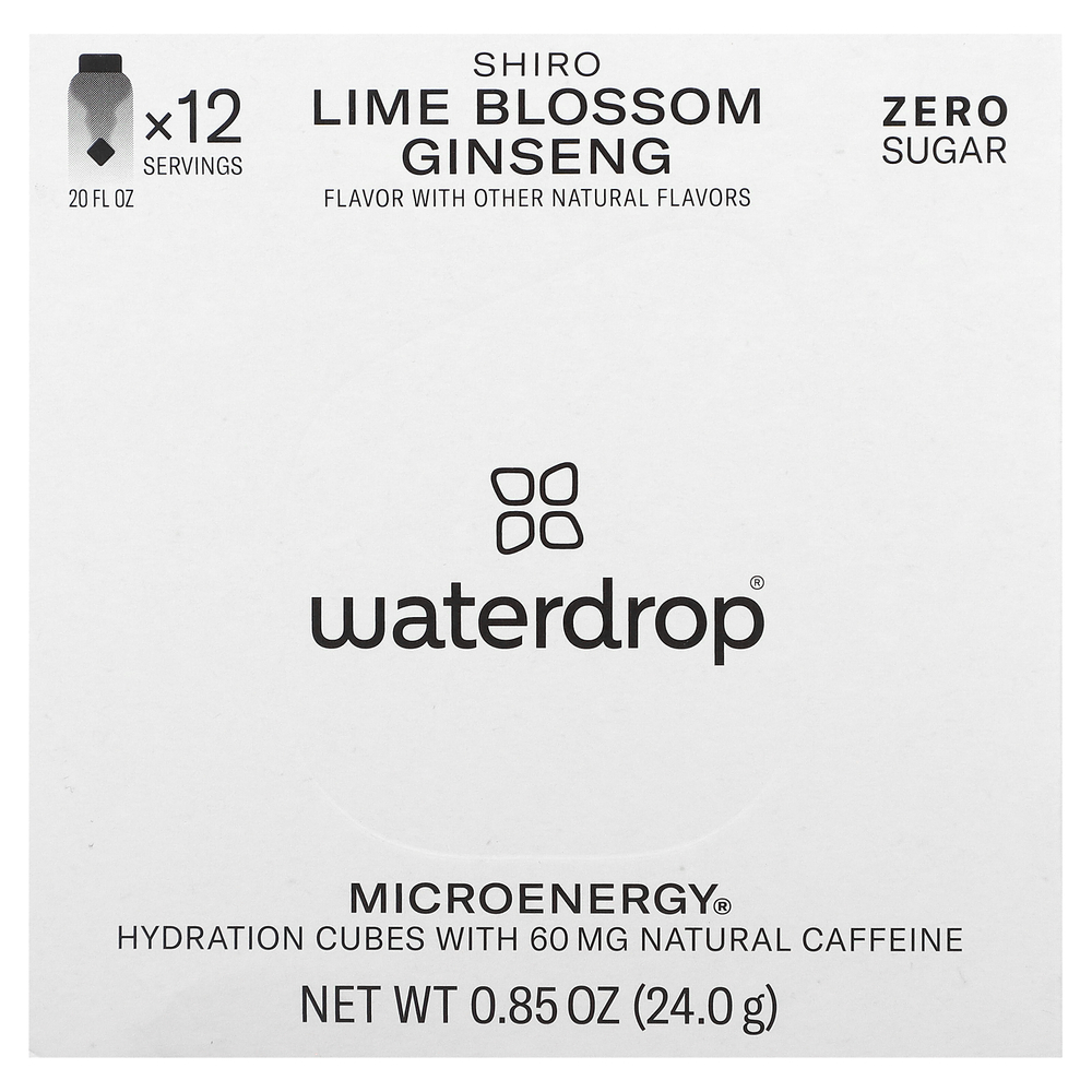 Waterdrop, Shiro MicroEnergy Hydration Cubes, лаймовый цвет и женьшень, 12 кубиков, 24 г (0,85 унции)