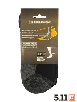 Термоноски 5.11 Tactical RECON Ankle Sock (Чёрно-серый)