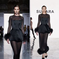 Платье - сетка с перьями