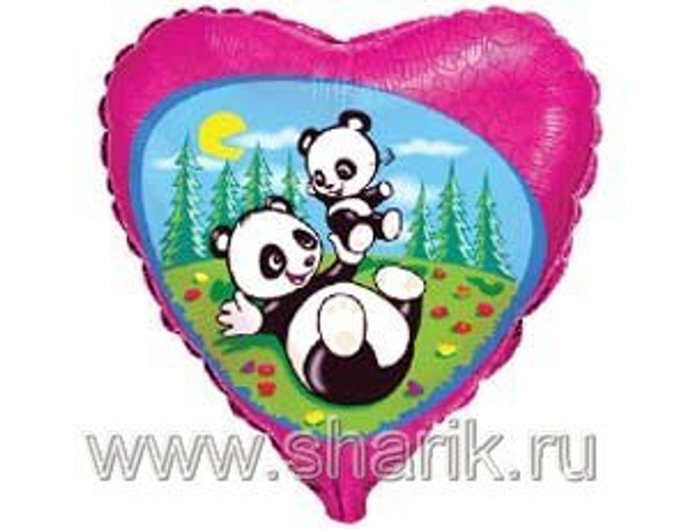 Шар фольга 18" "Панды на поляне"