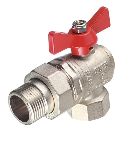 Кран шаровый 15 (1/2") ВН угловой с американкой бабочка (Италия)