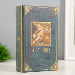 Сейф-книга дерево кожзам "Атлас мира" 17х11х5 см   4793962