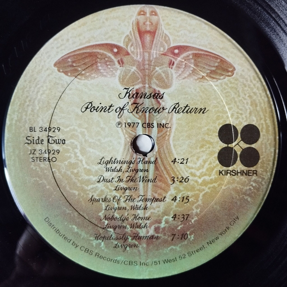 Винтажная виниловая пластинка LP Kansas Point Of Know Return (USA 1977) Sparks Of The Tempest