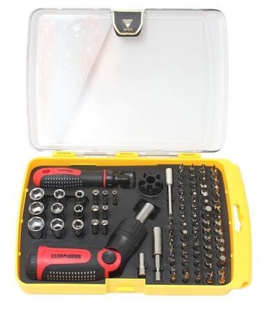 Набор отверток реверсивных поворотных для ювелирных и точных работ, с комплектом бит и головок (90пр.)в пластиковом футляре. Baum Auto##BaumAuto BM-30314290