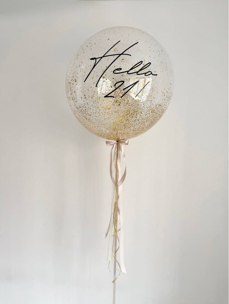 Большой прозрачный шар с блестками Hello 21 №5025