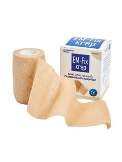 Бинт медицинский, самофиксирующийся, эластичный EM-Fix krep, бежевый