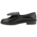 CHANEL Quilted Tab Loafers Black Leather