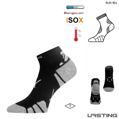 Носки Lasting RUN-901 +15°C +30°C (Лето) microfiber+polypropylene, черный с серой полоской -- -