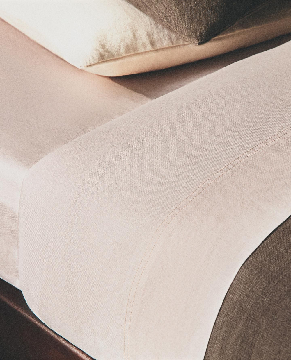 Zara Home - Простыня из постиранного льна (вес 140 гхм2), розовый, 270x280 см