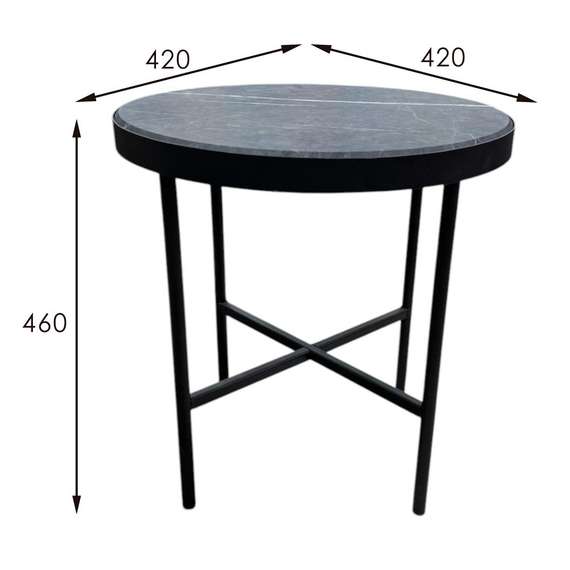 Стол журнальный МеталлАрт М011 черный мрамор/черный малый
