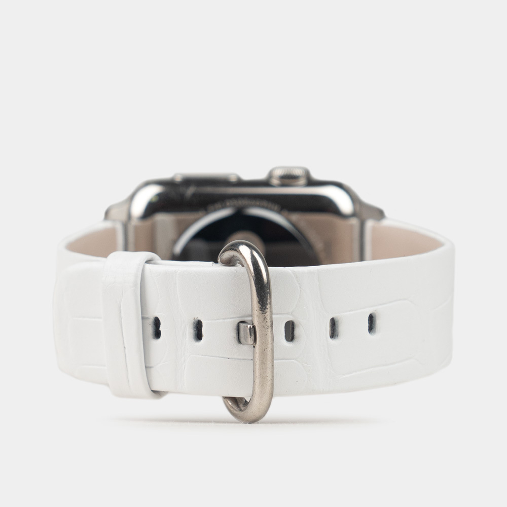 Ремешок для Apple Watch 40/41/42 mm из кожи аллигатора,белого цвета