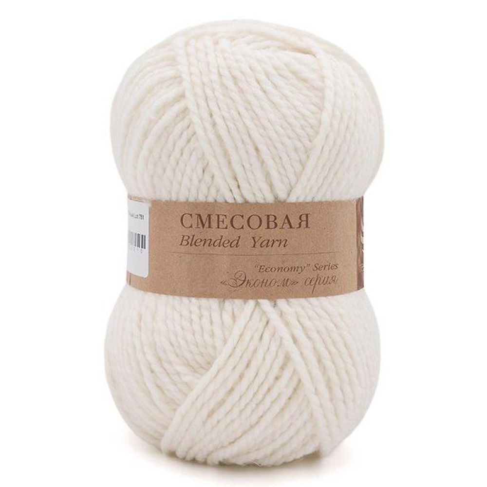 Смесовая пряжа Пехорка 30%шерсть 70%акрил 2х200г/200м 01 белый
