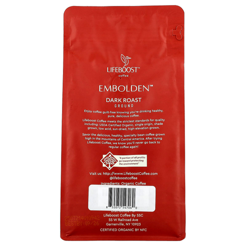 Lifeboost, Кофе Embolden ™, молотый, темной обжарки, 340 г (12 унций)