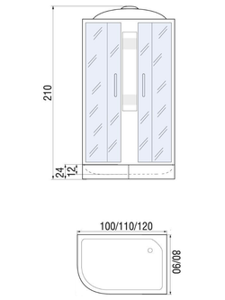 Душевая кабина RIVER NARA 100/80/24  МТ R 100x80x210 10000003640 Правая или левая  Ассимметрия