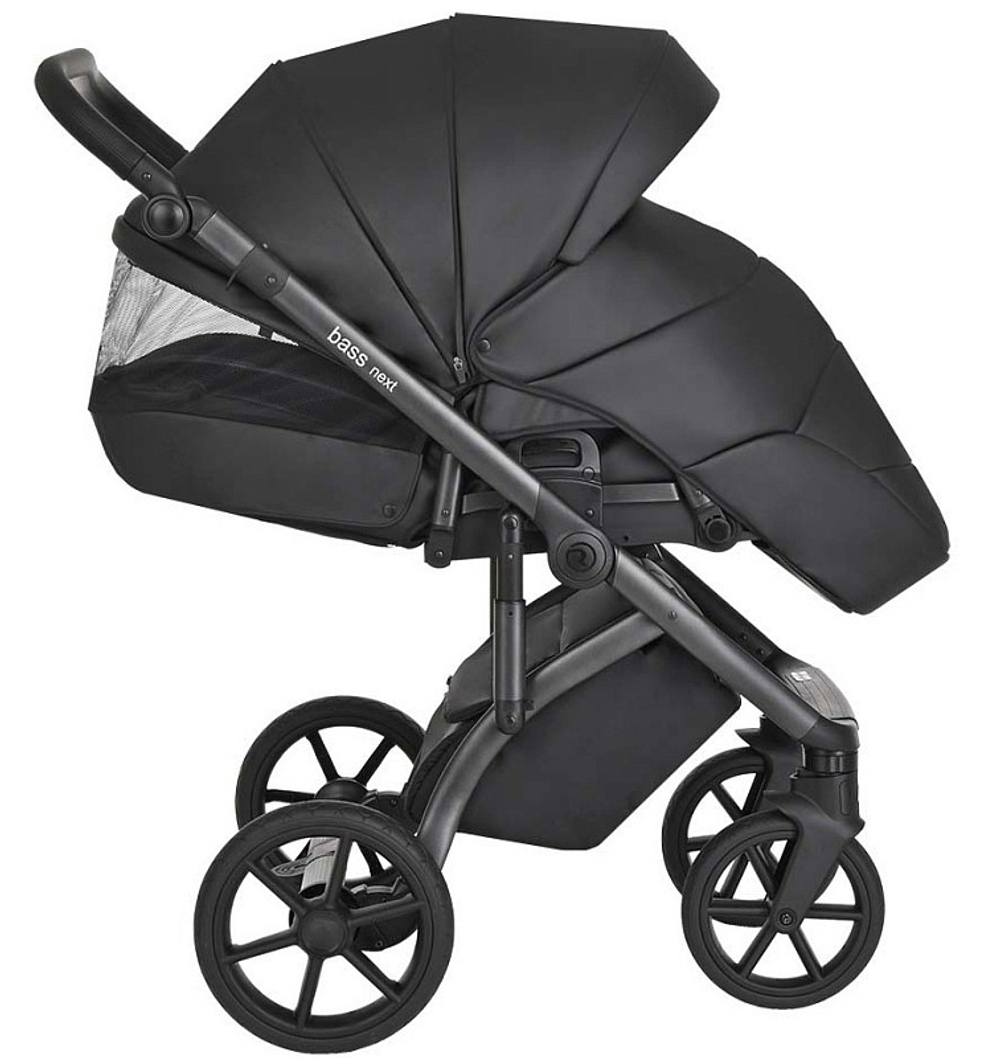 Детская коляска Roan Bass Next Кожа 2 в 1 RN088/1 Black/Black