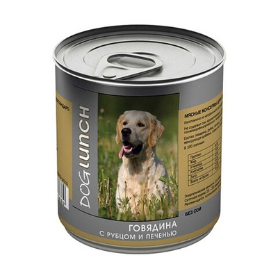 Dog Lunch (говядина с рубцом и печенью в желе) 750 г - консервы для собак (Дог Ланч)