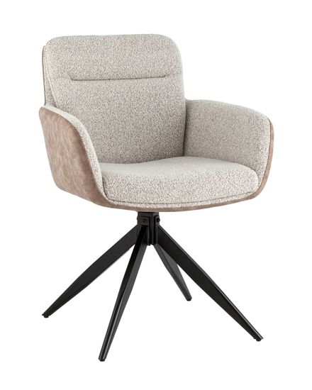 Стул обеденный поворотный Wick светло-серое букле c бежевой экокожей
