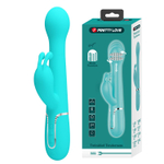 Мятный вибратор-кролик Dejon с ротацией бусин и возвратно-поступательными движениями - 22,6 см.