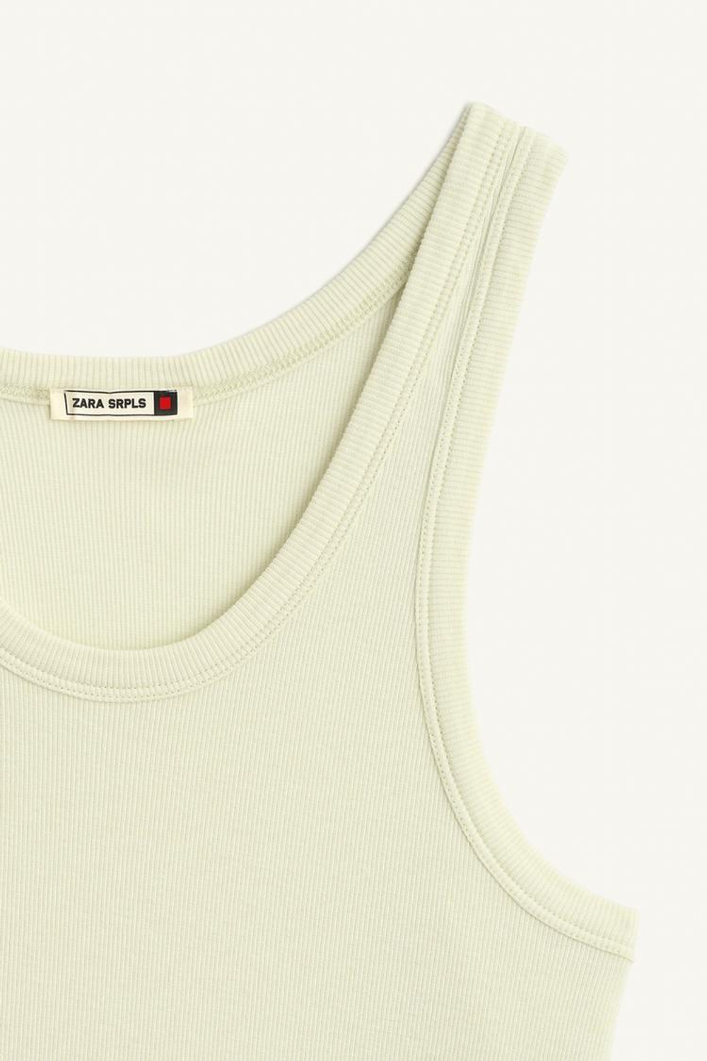 ZARA ТОП В РУБЧИК ИЗ ХЛОПКА, МЯТНЫЙ