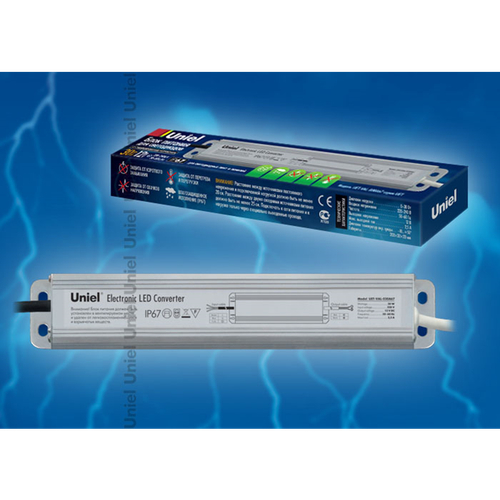 UET-VAL-030A67 Блок питания для светодиодов с защитой от короткого замыкания и перегрузок, алюминиевый корпус, 30Вт, 12В, IP67