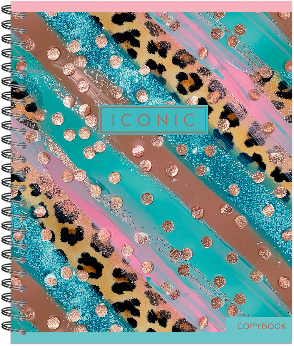 Тетрадь общая 96 л., PASTEL GOLD LEOPARD, обложка-мелов.картон+сплошной УФ-лак, металлический гребень