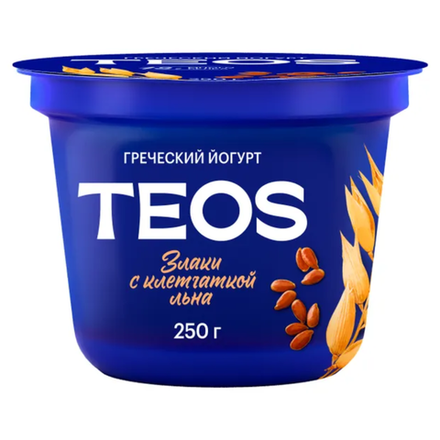 Йогурт Греческий TEOS злаки с клетчаткой льна 250 гр