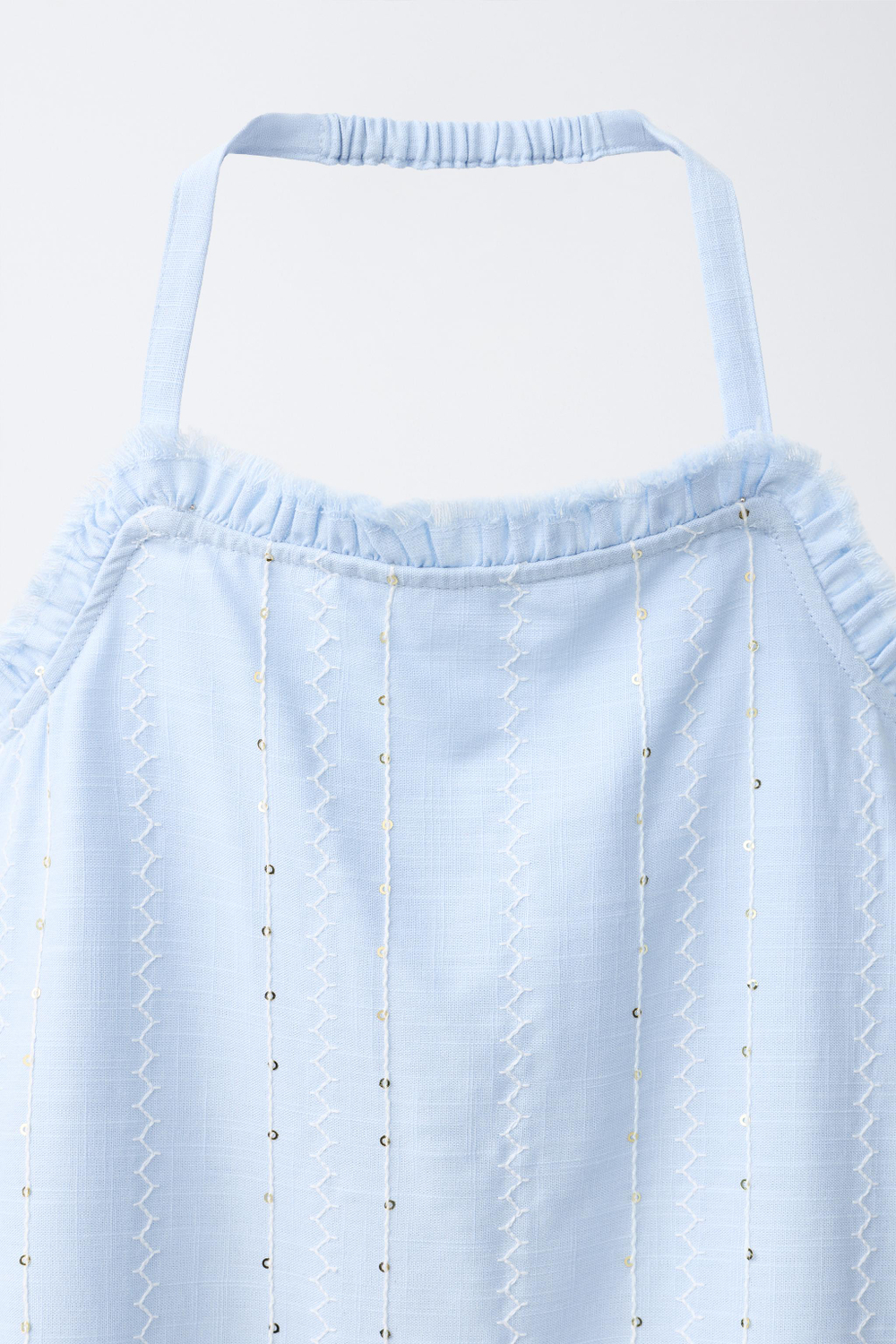 ZARA ПЛАТЬЕ С ВЫШИВКОЙ И ПАЙЕТКАМИ, НЕБЕСНО-ГОЛУБОЙ