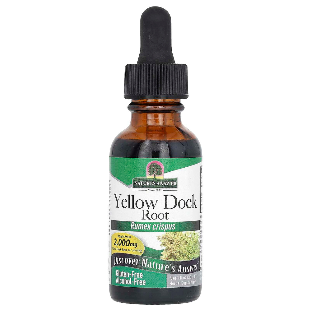 Nature's Answer, Yellow Dock Root, без спирта, 500 мг, 30 мл (1 жидк. Унция)