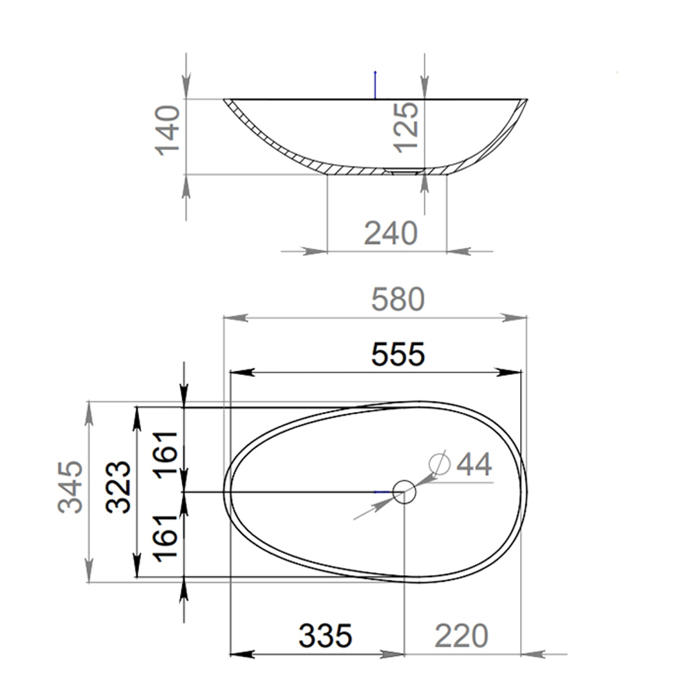 Раковина Salini PAOLA 1101101G накладная 58 cм