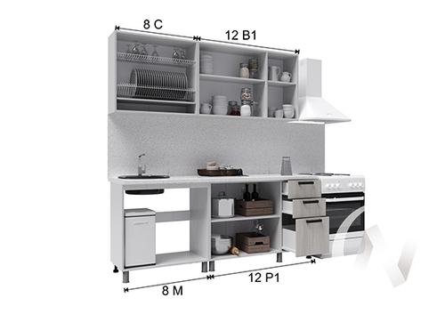 Кухня Лаура 2.0м (корпус белый/клен белый) 26мм мрамор итальянский