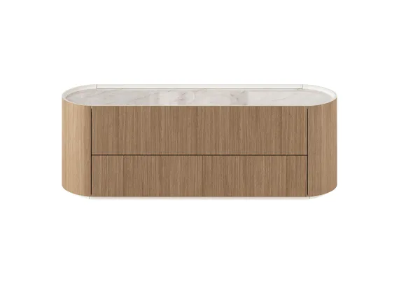 Тумба Lagom под ТВ 2 ящика ширина 140 см (натуральный дуб, камень LC)