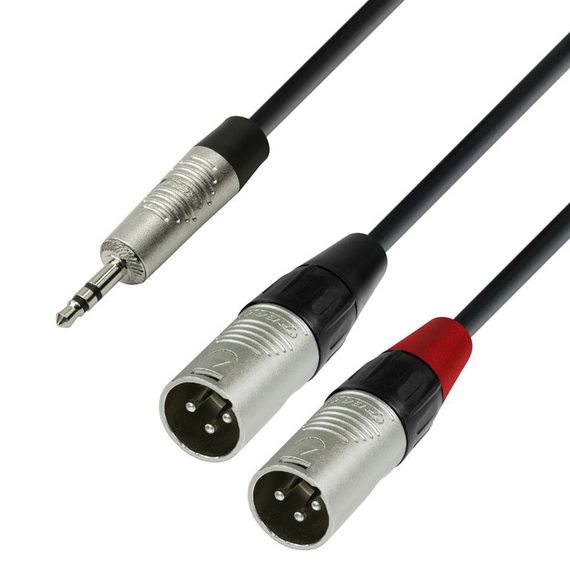 Adam Hall K4YWMM0180 - кабель аудио REAN TRS 3.5 mm stereo - 2 x XLR (F), 2 x 0.22 мм2, 1.8 м, черны