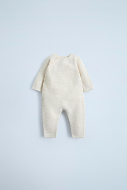 ZARA КОМБИНЕЗОН С УЗОРОМ «КОСЫ», СВЕТЛО-БЕЖЕВЫЙ