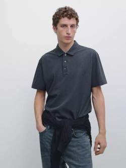 Massimo Dutti Поло с короткими рукавами, индиго