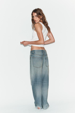 ZARA ДЖИНСЫ TRF BAGGY BALLOON СО СРЕДНЕЙ ПОСАДКОЙ, НЕБЕСНО-ГОЛУБОЙ