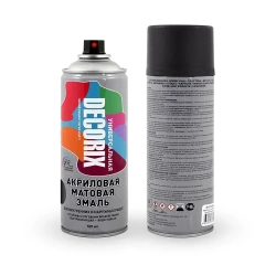 Краска черная в баллончике матовая акриловая DECORIX - эмаль аэрозольная для любых поверхностей 520 мл