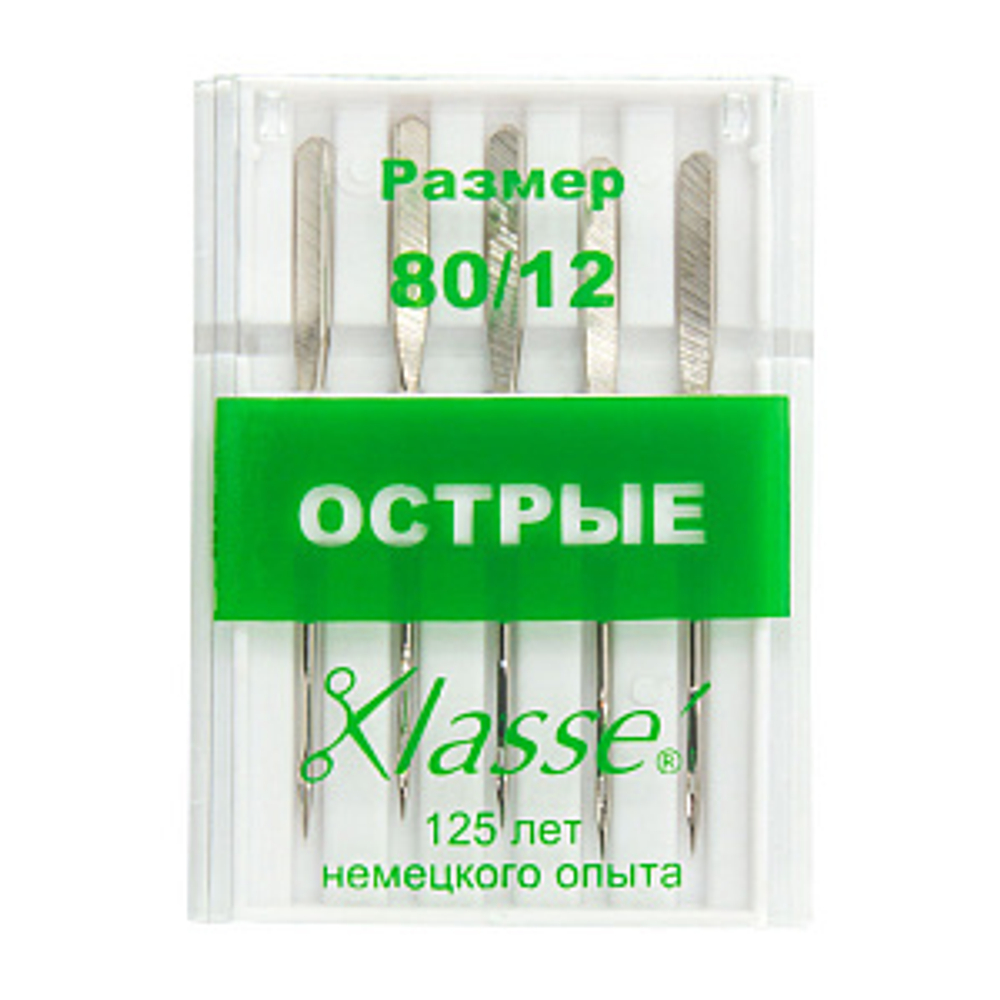 Иглы для бытовых швейных машин микротекс (с острым кончиком) № 80