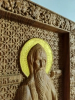 Освященная Икона Св. князя Олега резная из дуба 17х14см