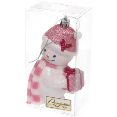 Елочная игрушка «Снеговик в шарфике» 6*4,5*12 см, Розовый