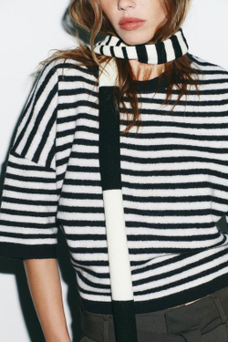 ZARA ДЖЕМПЕР ИЗ 100% ШЕРСТИ В ПОЛОСКУ, ПОЛОСКИ