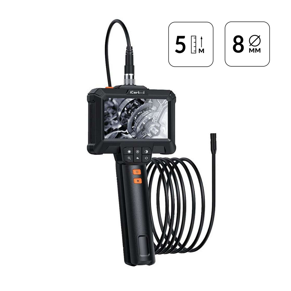Эндоскоп промышленный, экран 4.3", 2Мп, 5м, 8.5мм зонд iCartool IC-VC85