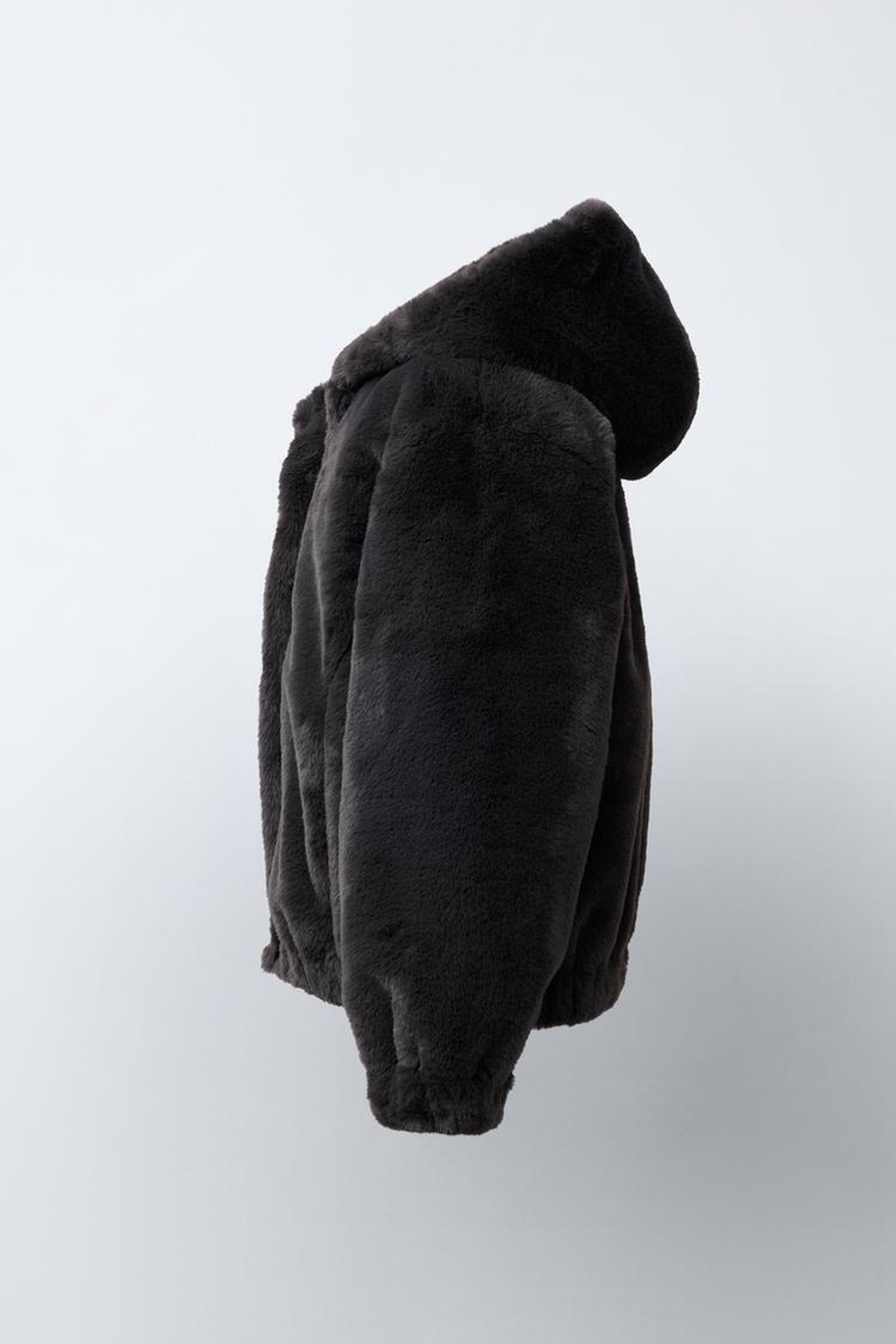 ZARA КУРТКА С КАПЮШОНОМ И ОТДЕЛКОЙ ПОД МЕХ, АНТРАЦИТОВО-СЕРЫЙ